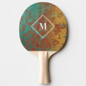 Koper Turquoise Metallic Monogram Tafeltennis Tafeltennisbatje (Achterkant)