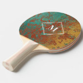 Koper Turquoise Metallic Monogram Tafeltennis Tafeltennisbatje (Voorkant Gekanteld)