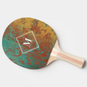 Koper Turquoise Metallic Monogram Tafeltennis Tafeltennisbatje (Zijkant)