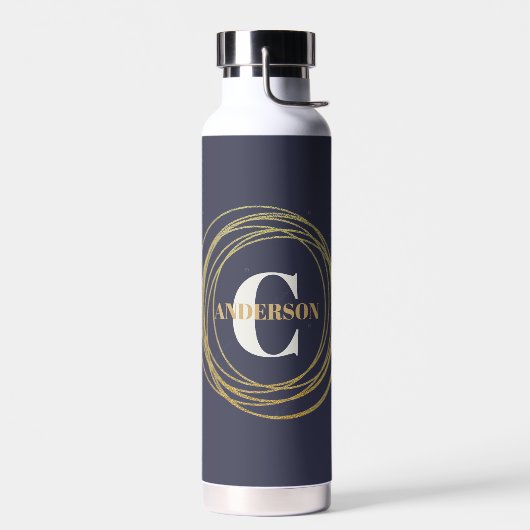 Koper Vacuüm Geïsoleerde Fles W/Gouden Cirkels L (Links)