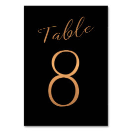 Koper van wedtafel-nummer zwarte glitter kaart