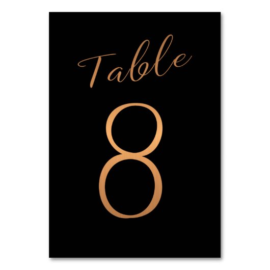Koper van wedtafel-nummer zwarte glitter kaart (Voorkant)