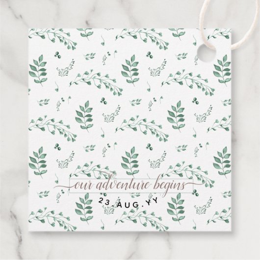 Koper & Waterverf Greenery 🌿 Huwelijksgunst Bedankjes Labels (Achterkant)