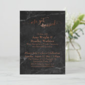 Koper we hebben gehuwd script op Black Marble Kaart (Staand voorkant)