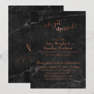 Koper we hebben gehuwd script op Black Marble Kaart
