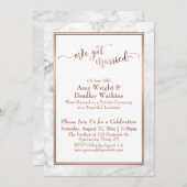 Koper we hebben gehuwde witte marmerfeest kaart (Voorkant / Achterkant)