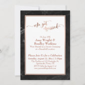 Koper We Zijn Getrouwd Zwarte Marmer Viering Kaart (Voorkant)