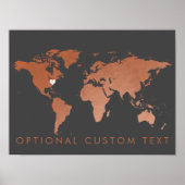 Koper Wereldkaart Decor met bewerkbaar hart Poster (Voorkant)