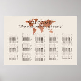 Koper Wereldkaart Reis Thema Zitplaatsenkaart Poster
