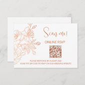 Koper Wit Huwelijk QR Code RSVP Online Informatiekaartje (Voorkant / Achterkant)