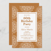 Koper & Witte Mandala Bloem 60ste Verjaardag Kaart (Voorkant / Achterkant)