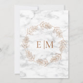 Koper Wreath Marble Monogram Elegant Wedding Kaart (Achterkant)