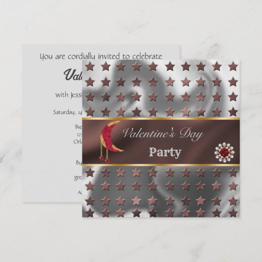 Koper Zilver Folie Goud Glitters Rode Maan Valenti Kaart (Voorkant / Achterkant)