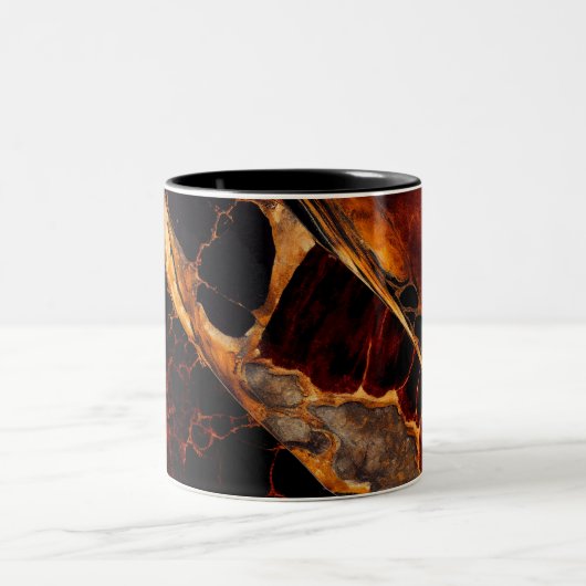 Koper, Zwart, Goud en Rood Granietpatroon Tweekleurige Koffiemok (Center)