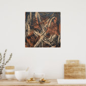 Koper Zwart Lineair Abstract Poster (Keuken)