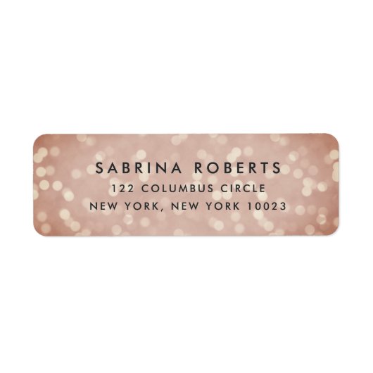 Koperadres Roos Bokeh Return Etiket (Voorkant)