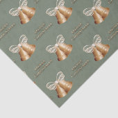 Koperbellen & Crème Bow Vrolijk Kerstfeest Tissuepapier (Detail)