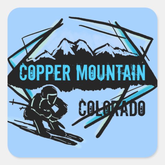Koperberg Colorado blue ski-stickers Vierkante Sticker (Voorkant)