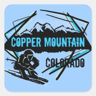 Koperberg Colorado blue ski-stickers Vierkante Sticker