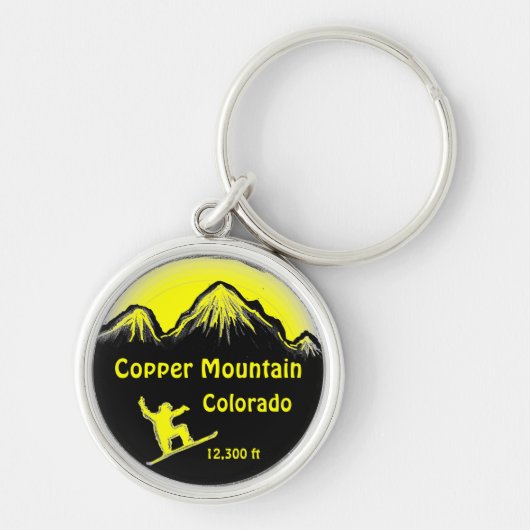 Koperberg Colorado gele sleutelhanger van snowboar (Voorkant)