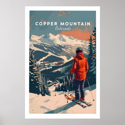 Koperberg Reisposter Skiën in de Zonsondergang 1 Poster (Voorkant)