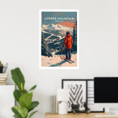 Koperberg Reisposter Skiën in de Zonsondergang 1 Poster (Thuiskantoor)