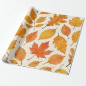 Koperblad Aquarel Herfstbladeren Cadeaupapier (Uitgerold)