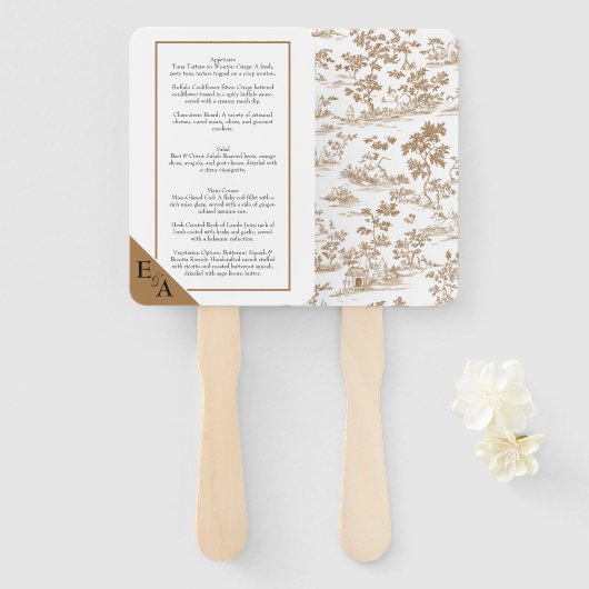 Koperblazer / Mocha Mousse Menu Handwaaier (Voorkant en achterkant)