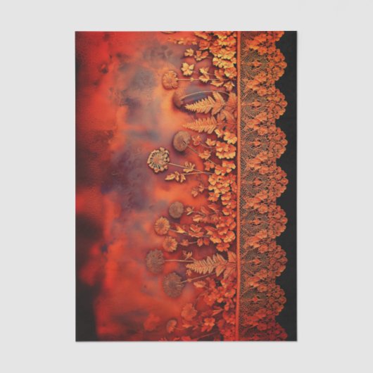  Koperbloemen & Kant Panel EJ8 Decoupage Tissuepapier (Voorkant)