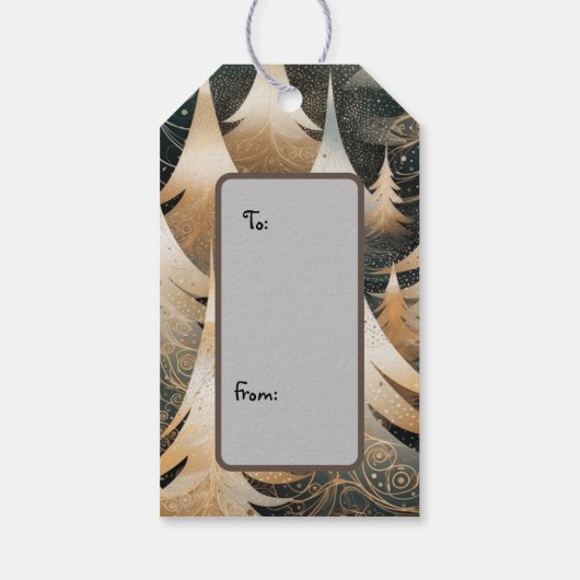 Koperbomen in een bospatroon cadeaulabel (Achterkant)