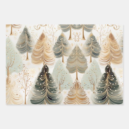 Koperbomen in een bospatroon inpakpapier vel (Voorkant 3)