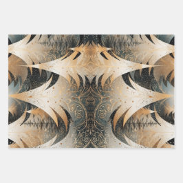 Koperbomen in een bospatroon inpakpapier vel