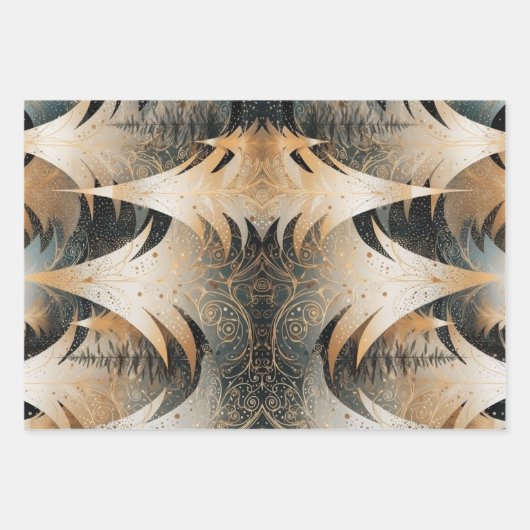 Koperbomen in een bospatroon inpakpapier vel (Voorkant)