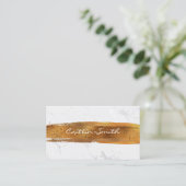 Koperborstel Stroke Zilver Wit Folie Marmer Visitekaartje (Staand voorkant)