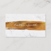 Koperborstel Stroke Zilver Wit Folie Marmer Visitekaartje (Voorkant)