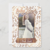 Koperbronzen goudfolie Modern Baby shower Foto Kaart (Voorkant)