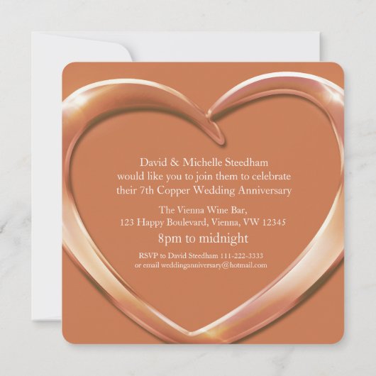 Koperbruiloft 7 jaar uitnodiging (Achterkant)