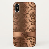 Koperbruin Floral Damascus and Swirls Metallic loo