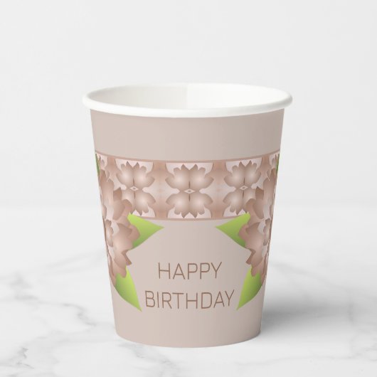 Koperbruin Floral geaccentreerd Papieren Bekers (Links)