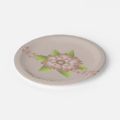 Koperbruine bloemen papieren bordje (Gekanteld)