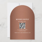 Koperbruine Gebogen QR Code Trouwfeest Kaart (Achterkant)