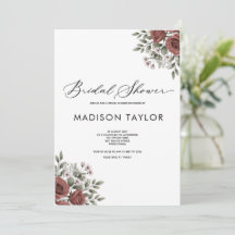 KOPERBRUINE RUSTIEKE Bruidsuitnodiging met bloemen