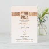 Kopercrème Tropische palmbomen Modern Verloving Kaart (Staand voorkant)