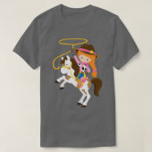 KOPERDE KOPIËREN KLEINE KOWGIRL OP BROWN EN WITTE  T-SHIRT (Design voorkant)