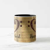 Koperdubbele bas Clef Heart Harpsichord Tweekleurige Koffiemok (Center)