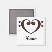 Koperdubbele-Bass Clef Heart Gepersonaliseerd Magneet (Voorkant / Achterkant)
