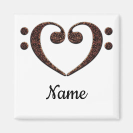 Koperdubbele-Bass Clef Heart Gepersonaliseerd Magneet