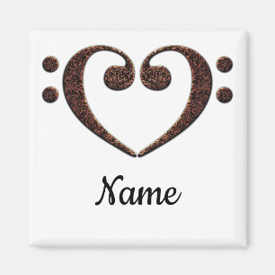 Koperdubbele-Bass Clef Heart Gepersonaliseerd Magneet