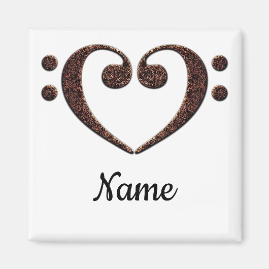 Koperdubbele-Bass Clef Heart Gepersonaliseerd Magneet (Voorkant)