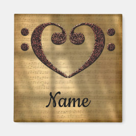 Koperdubbele-Bass Clef Heart Gepersonaliseerd Magneet